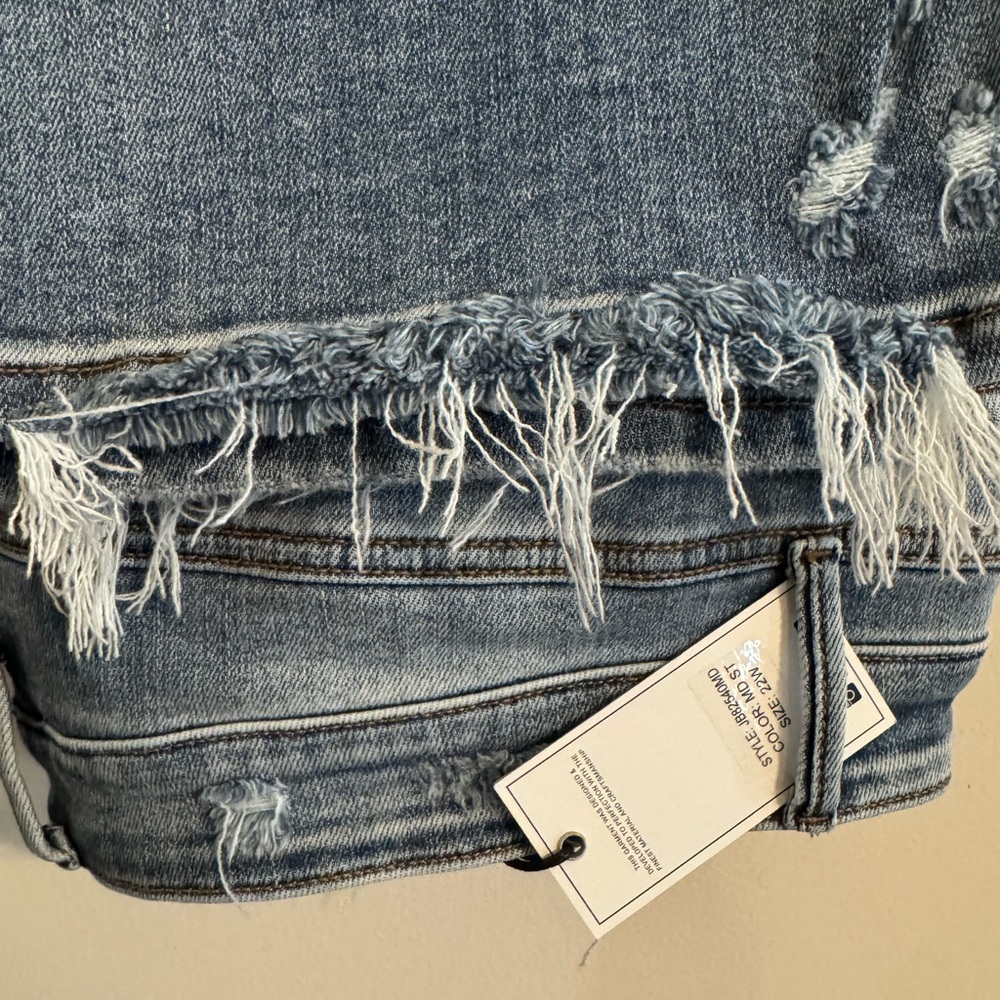 Judy Blue Straight Leg Blue Jeans with Distressed Details - Picture 8 of 9